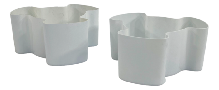 white single puzzle planters from visart 1970s set of 2 7076