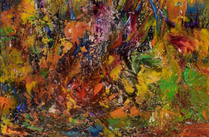 why not contemporary rainbow abstract expressionist composition by frank thomas romero 6334