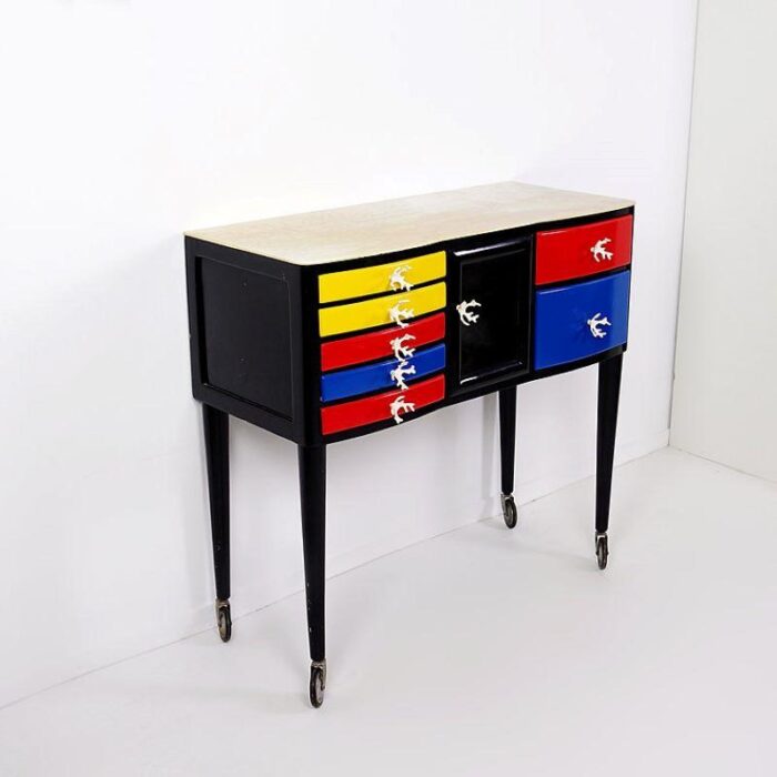 wood lacquerd mondrian colors dental cabinet 4616