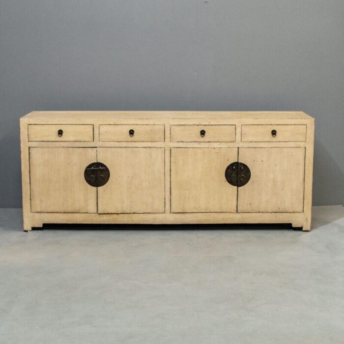 yellow painted and lacquered 4 door chinese sideboard 4307