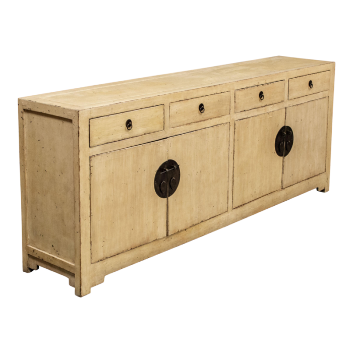 yellow painted and lacquered 4 door chinese sideboard 7582